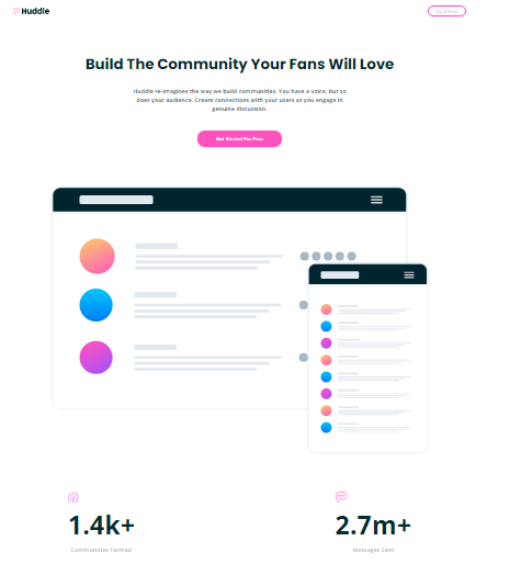 landing page with curve